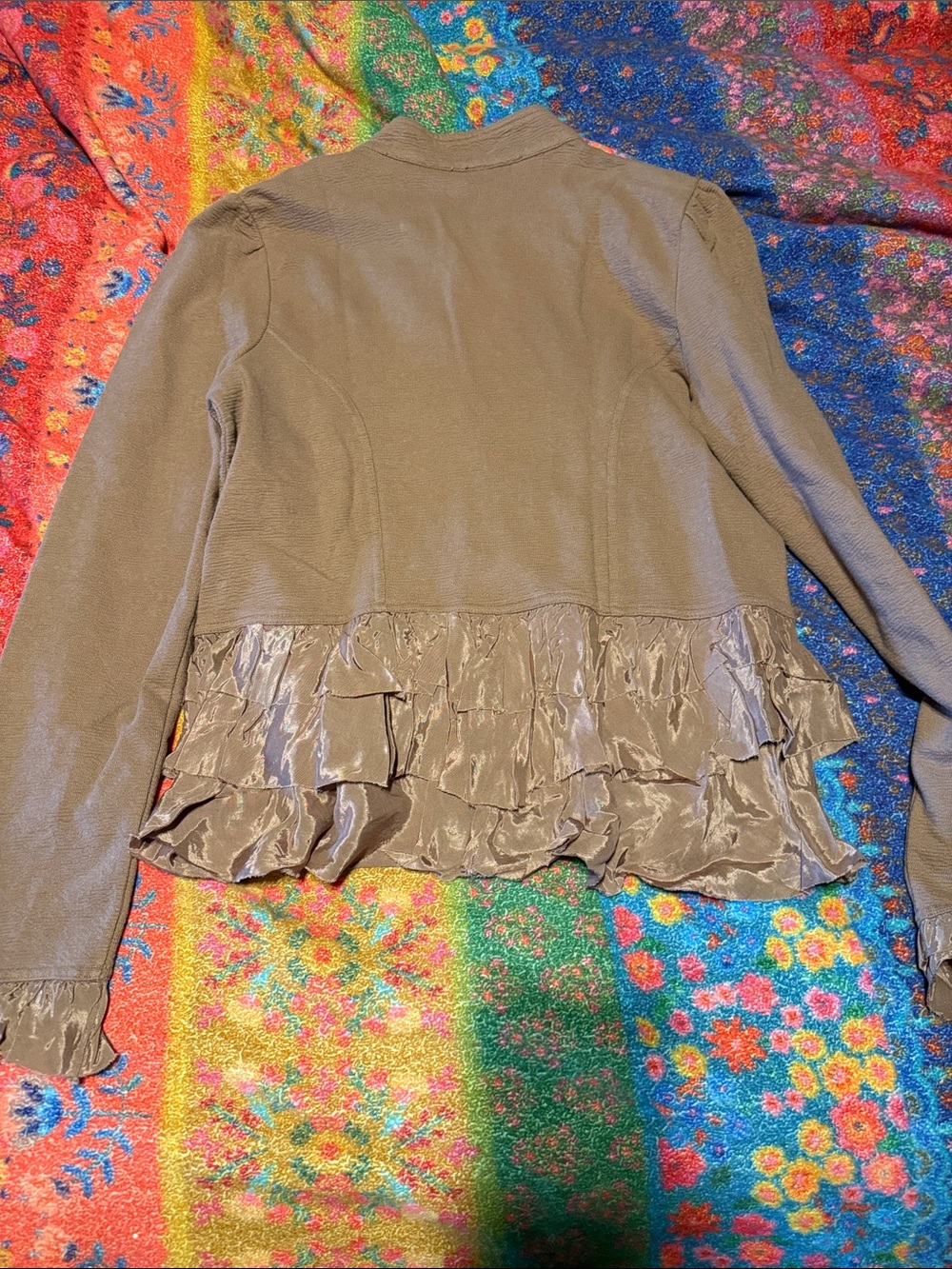 Curved Ruffle Military Cardigan Top - Picture 11 of 11